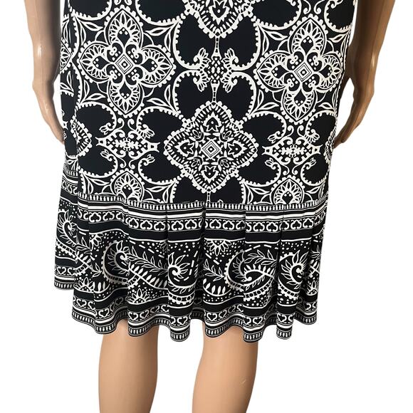 White House Black Market Dress Womens Large Black White Sleeveless Shift A-Line - Picture 8 of 11